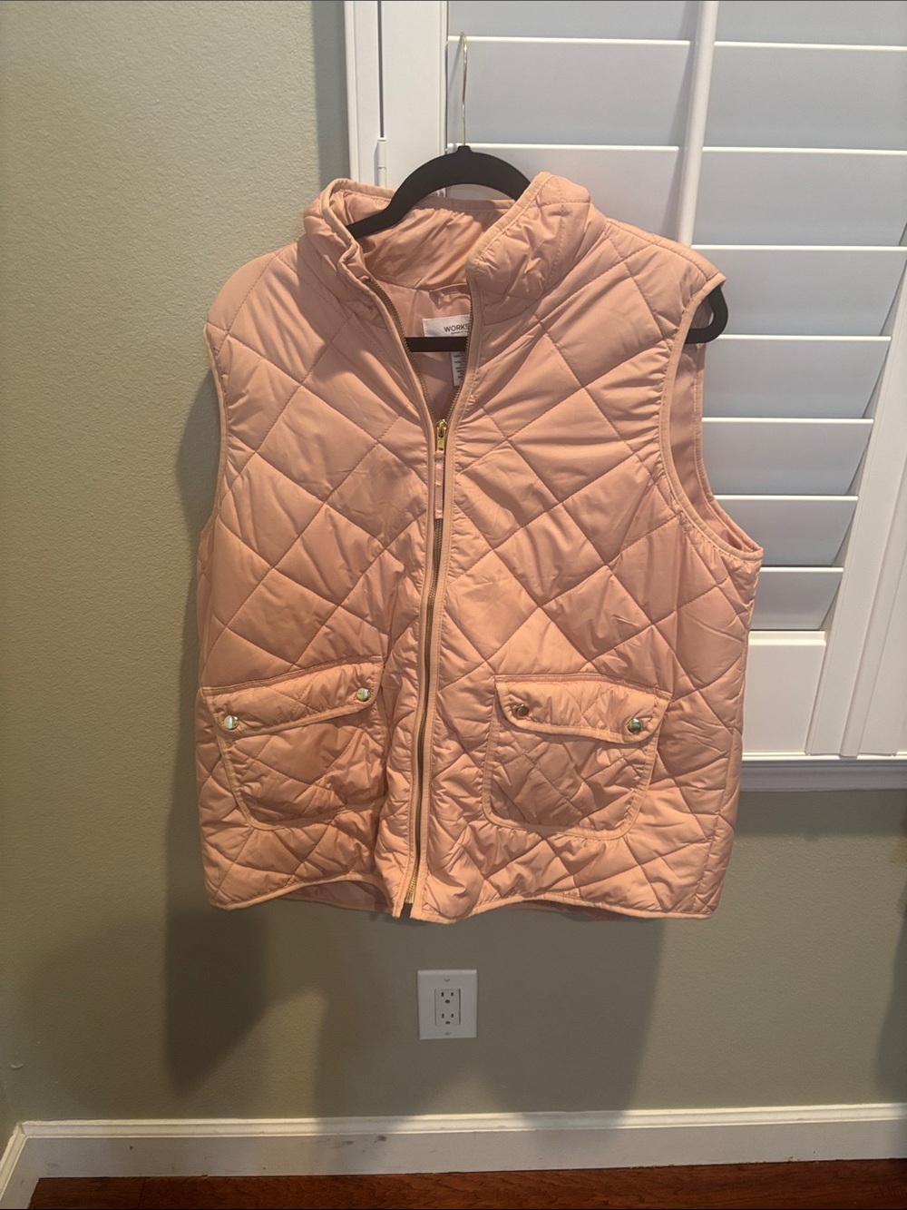 Workshop Republic Clothing Quilted Sleeveless Vest in Blush